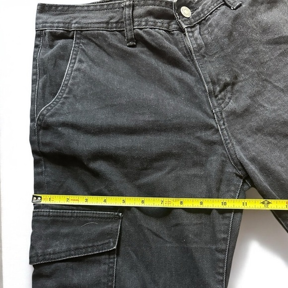 Zara Mid Waist Washed Black Denim Cargo Jeans US 6 - Picture 8 of 14